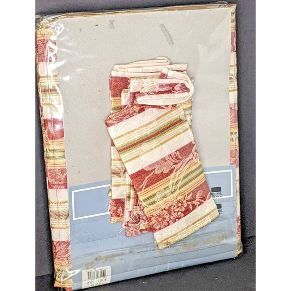 New Liz Claiborne Villager Striped 60 x 104 Rectangle Table Cloth Plus 4 Napkins - Picture 3 of 4